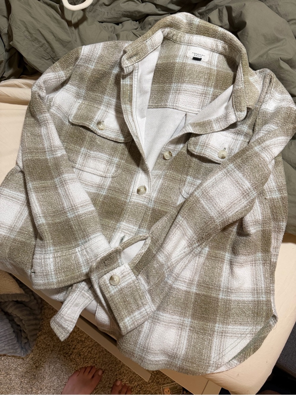 Sage and White Plaid Flannel A&E